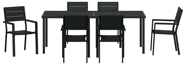 VidaXL Kert étkező szett 7 pcs Fekete Porszórt acél