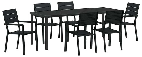 VidaXL Kert étkező szett 7 pcs Fekete Porszórt acél