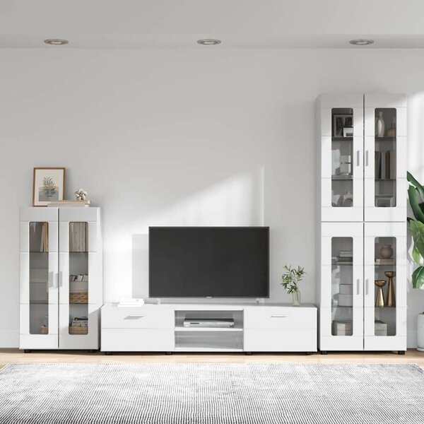 VidaXL TV szekrény garnitúra FLORIN 3 db Magas Fényű Fehér Szerelt Fa