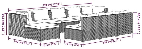 VidaXL Polyrattan Kerti Ülőgarnitúra - 10 részes