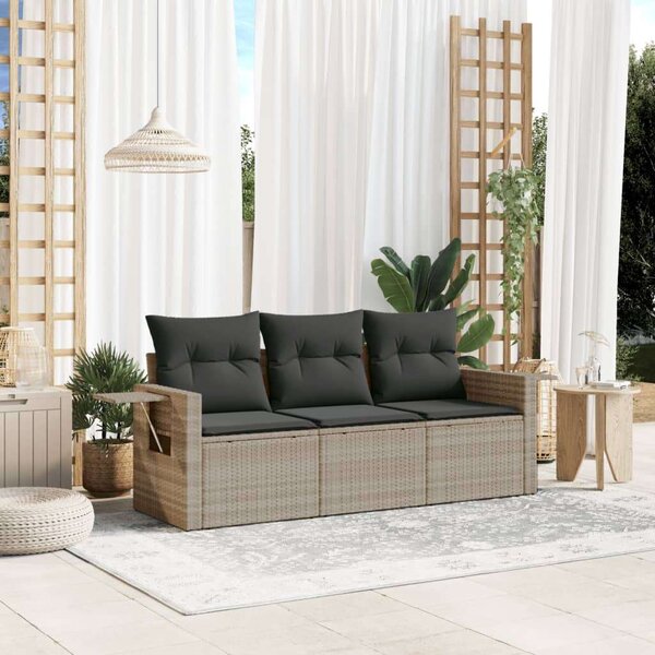VidaXL Polyrattan Kerti Ülőgarnitúra - 3 részes - Világosszürke