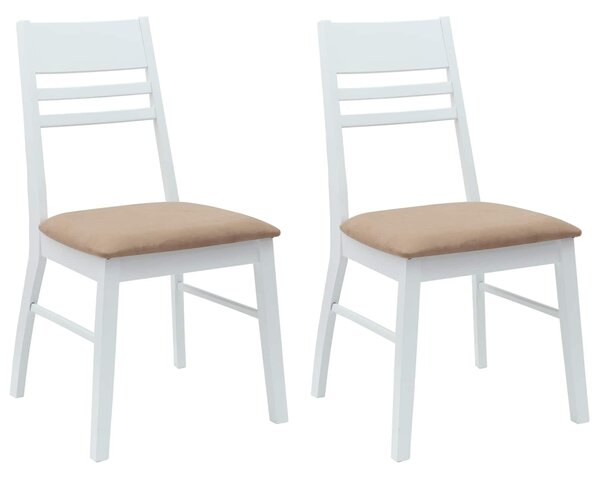 VidaXL Étkező Székek 2 pcs Fehér 43 x 54 x 89 cm Tömör Gumi Fa