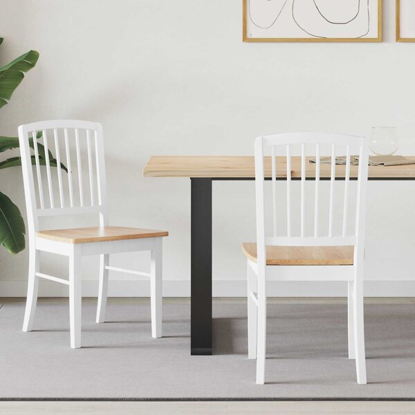 VidaXL Étkező Székek 2 pcs Fehér 50 x 52,5 x 91 cm Tömör Gumi Fa