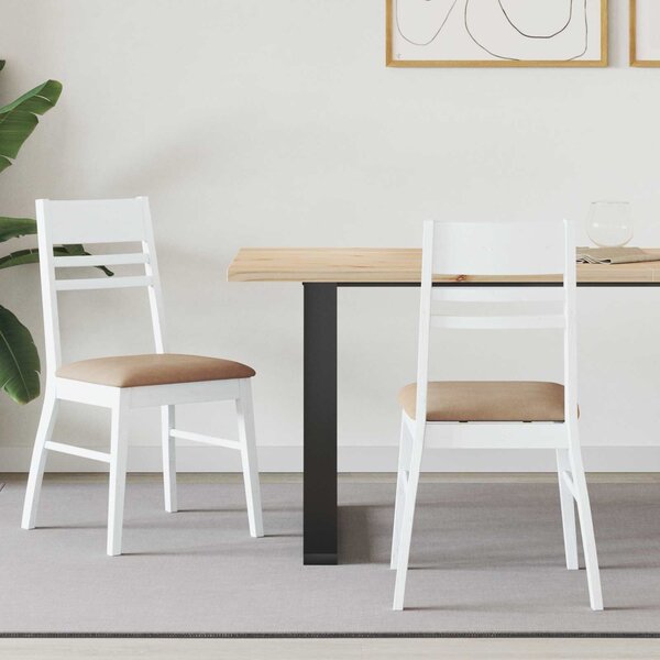 VidaXL Étkező Székek 2 pcs Fehér 43 x 54 x 89 cm Tömör Gumi Fa