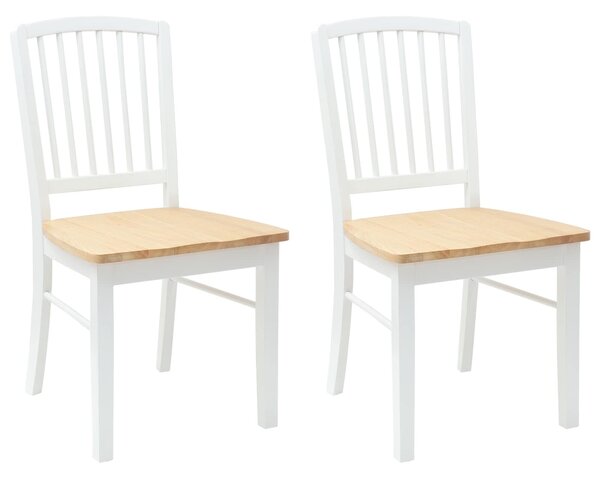 VidaXL Étkező Székek 2 pcs Fehér 50 x 52,5 x 91 cm Tömör Gumi Fa