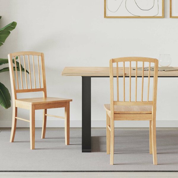 VidaXL Étkező Székek 2 pcs Természetes 50 x 52,5 x 91 cm Tömör Gumi Fa