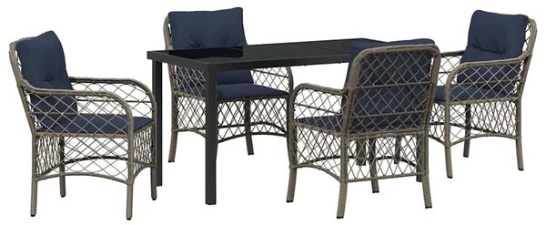 VidaXL Kert étkező szett párnával 5 pcs Szürke és fekete Rattan