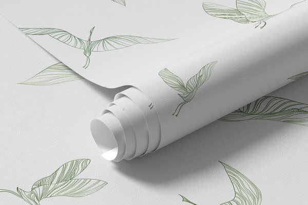 Fotótapéta Repülő madarak line art, minimalizmus, természet, zöld színek, Fotótapéta állatok, Fotótapéta állatok madarak, w00758v2 : Uwalls.hu