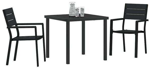 VidaXL Kert étkező szett 3 pcs Fekete Porszórt acél