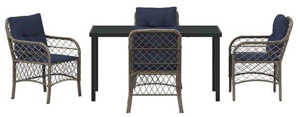 VidaXL Kert étkező szett párnával 5 pcs Szürke és fekete Rattan