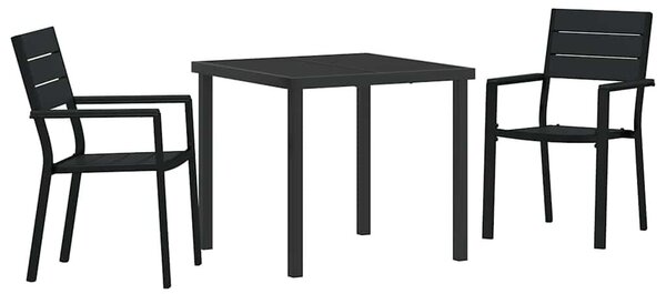 VidaXL Kert étkező szett 3 pcs Fekete Porszórt acél
