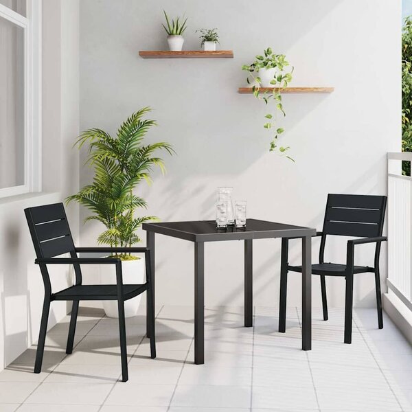 VidaXL Kert étkező szett 3 pcs Fekete Porszórt acél