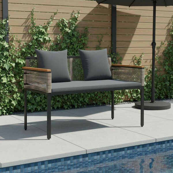 VidaXL Kerti pad Szürke és sötétszürke 117 x 54 x 74.5 cm polirattan