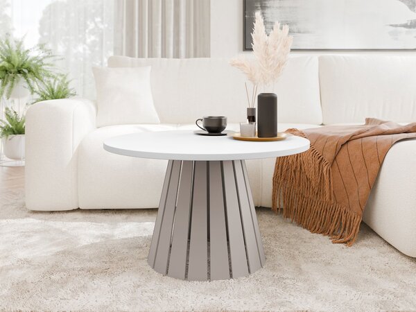 Dohányzóasztal Oswego 134, Fém, 43cm, Kasmír, Fehér