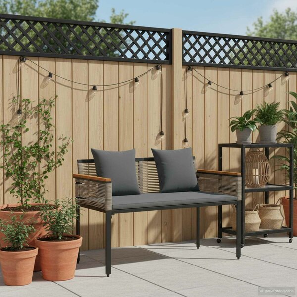 VidaXL Kerti pad Szürke és sötétszürke 117 x 54 x 74.5 cm polirattan