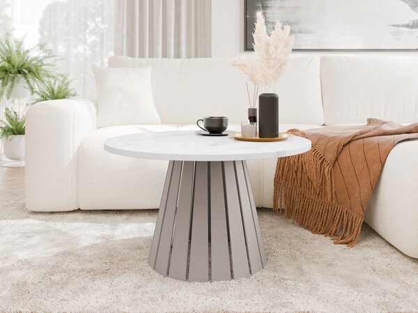Dohányzóasztal Oswego 134, Fém, 43cm, Kasmír, Fehér márvány