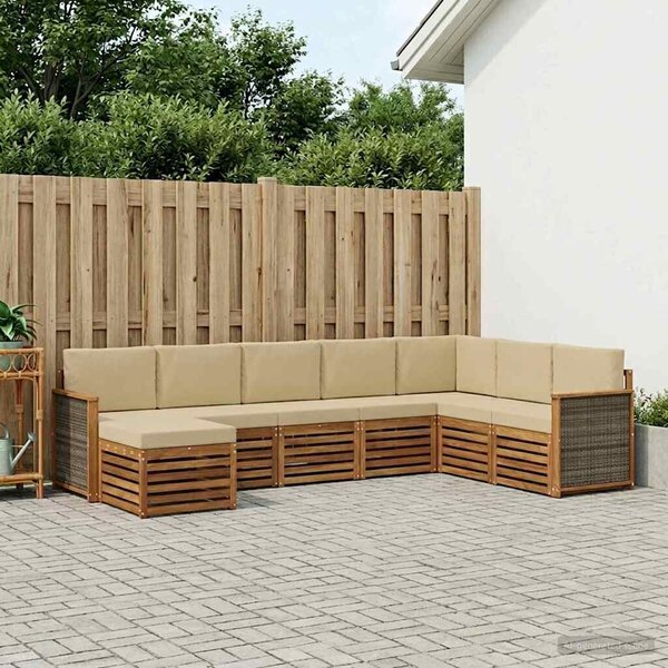 VidaXL Kültéri kanapé szett párnával 6 pcs Természetes