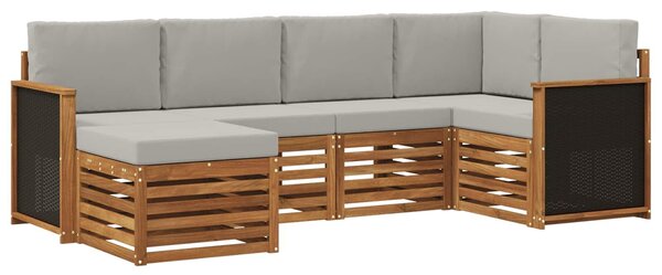 VidaXL Szegmentált kanapé szett 5 pcs Természetes és Világosszürke