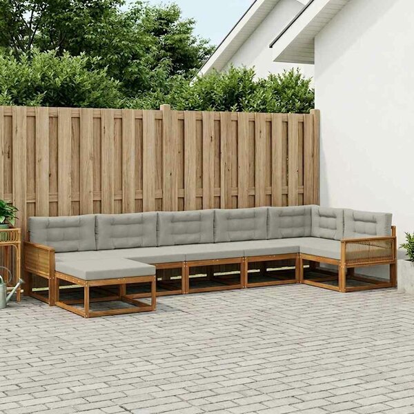 VidaXL Kültéri kanapé szett 7 pcs Természetes és Világosszürke
