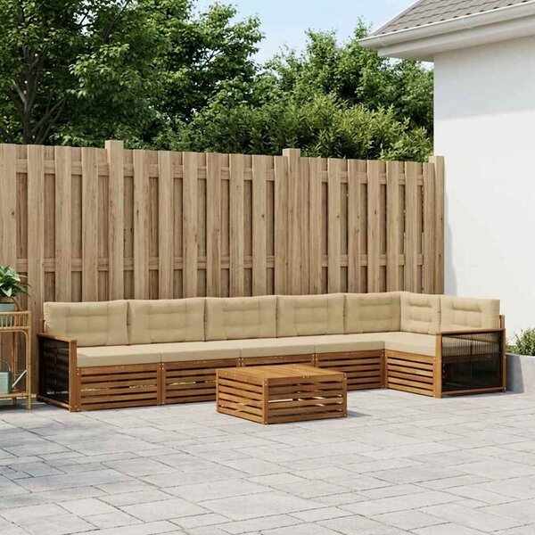 VidaXL Kültéri kanapé szett párnával 7 pcs Természetes és bézs