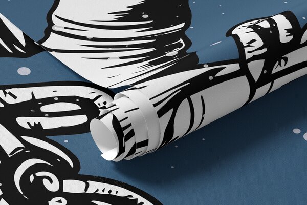Fotótapéta Űrhajós és bolygók a kék háttér, Fotótapéta űr, w00712v3 : Uwalls.hu