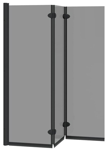 VidaXL Zuhanybeépítés Fekete 130 x 138 cm ESG üveg és alumínium