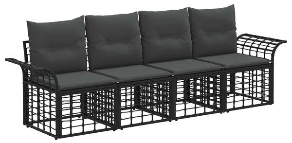 VidaXL Kültéri kanapé szett 4 pcs Fekete és Sötétszürke Poliészter