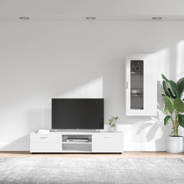VidaXL TV szekrény garnitúra FLORIN 3 db Magas Fényű Fehér Szerelt Fa