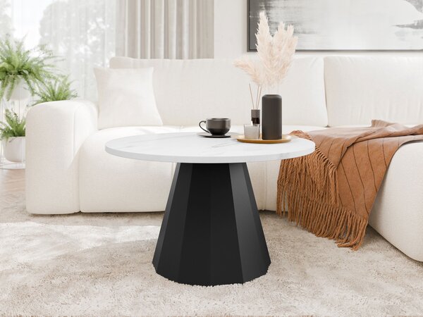 Dohányzóasztal Oswego 139, Fém, 45cm, Fehér márvány, Fekete