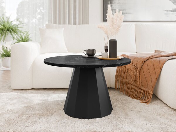 Dohányzóasztal Oswego 139, Fém, 45cm, Fekete márvány, Fekete