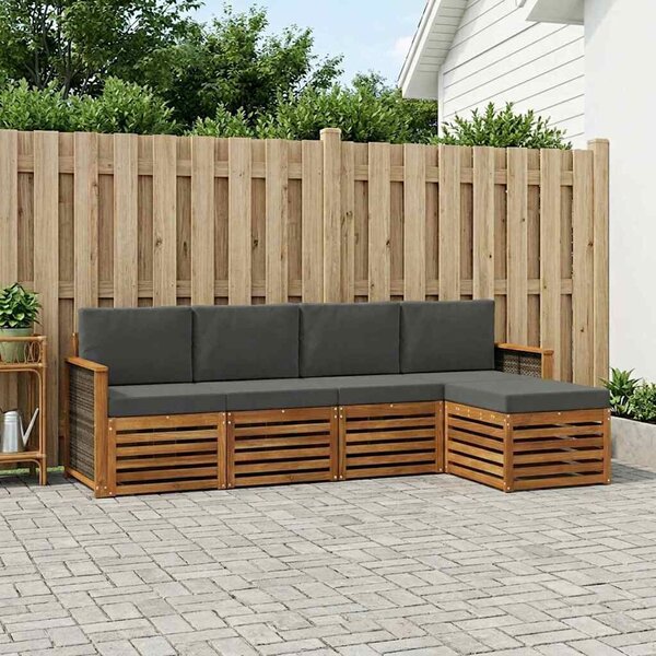VidaXL Kültéri kanapé szett párnával 5 pcs Természetes és antracit