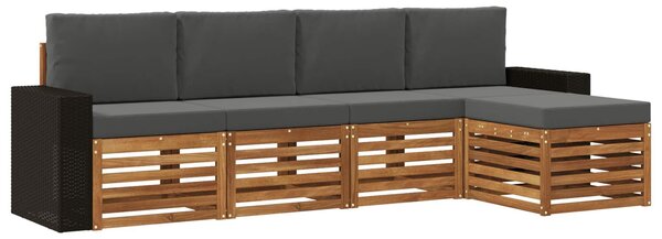 VidaXL Kültéri kanapé szett párnával 5 pcs Természetes és antracit