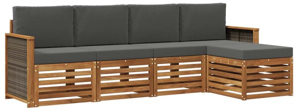 VidaXL Kültéri kanapé szett párnával 5 pcs Természetes és antracit