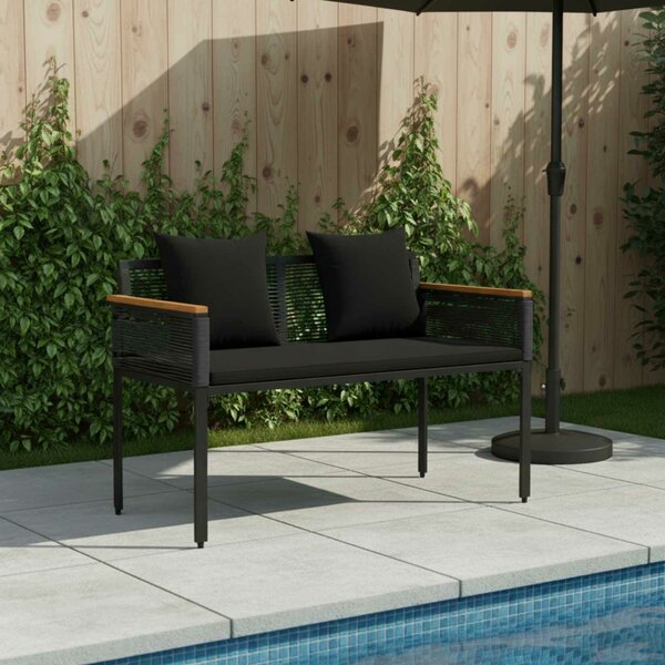 VidaXL Kerti pad párnával Fekete 117 x 54 x 74.5 cm polirattan