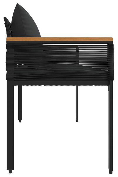 VidaXL Kerti pad párnával Fekete 117 x 54 x 74.5 cm polirattan