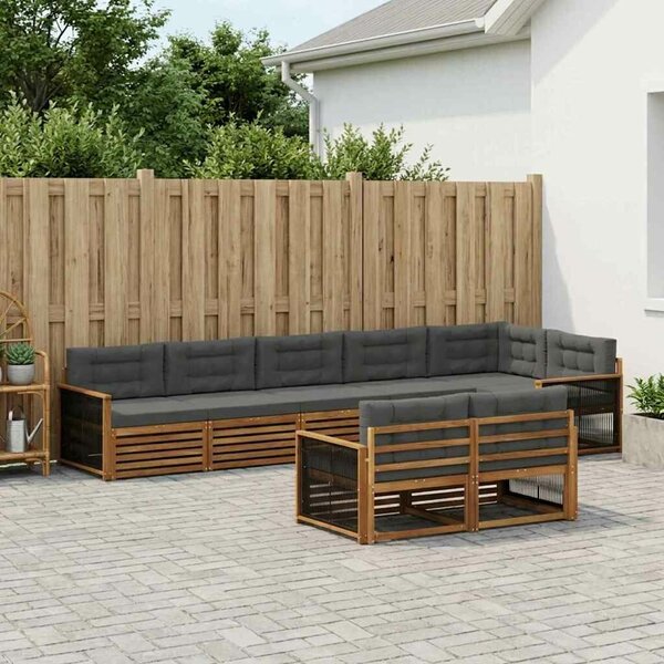 VidaXL Kültéri kanapé szett párnával 8 pcs Természetes és antracit