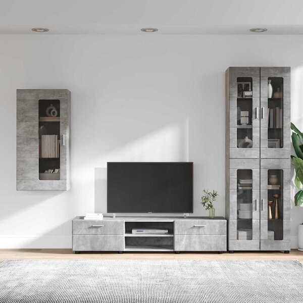 VidaXL TV szekrény garnitúra FLORIN 3 db Beton Szürke Szerelt Fa