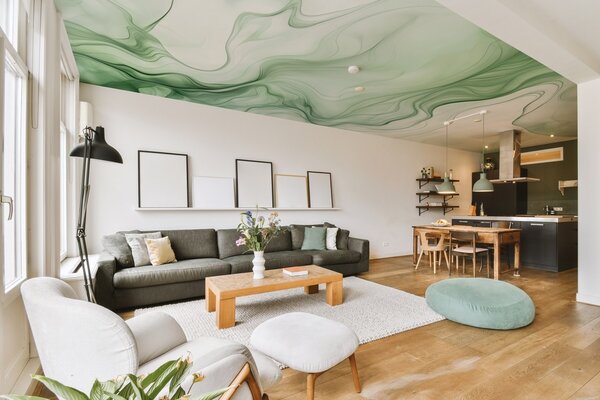 Fotótapéta Zöld absztrakt hullámok világos háttéren, 3d fotótapéta, w01185 : Uwalls.hu