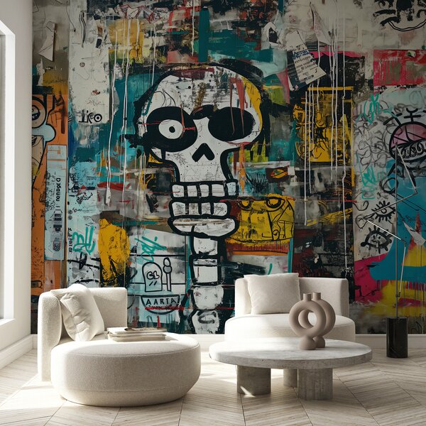 Fotótapéta Színes graffiti Basquiat stílusban, Graffiti és utcai művészet stílusú fotótapéta, w01187 : Uwalls.hu