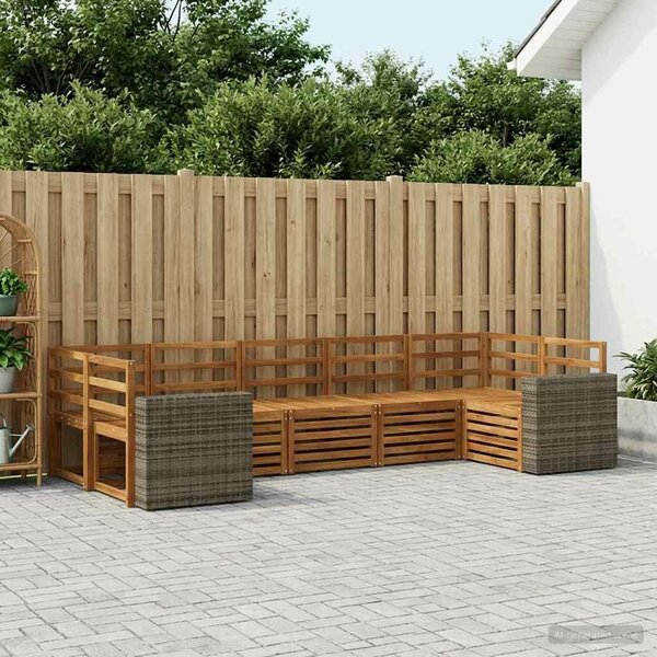 VidaXL Szegmentált kanapé szett 7 pcs Természetes Tömör Akácfa