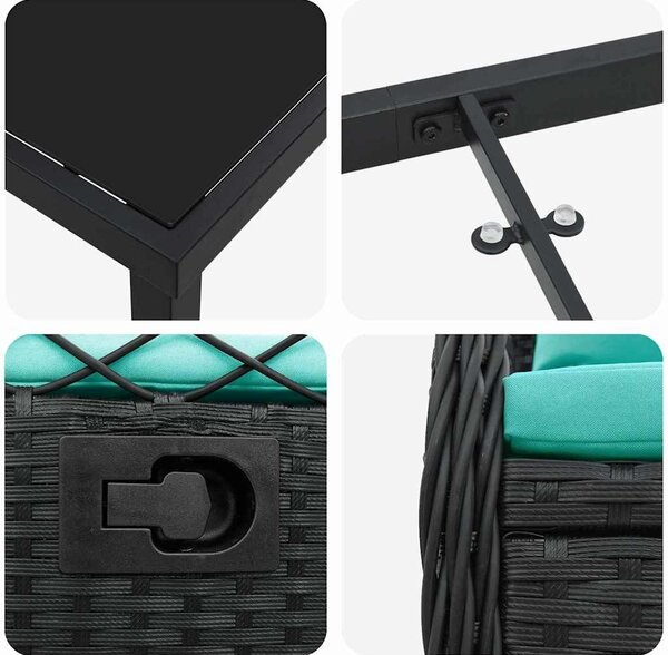 VidaXL Kert étkező szett 5 pcs Fekete polirattan