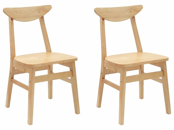 VidaXL Étkező Székek 2 pcs Természetes 42 x 47.5 x 81 cm Tömör Gumi Fa