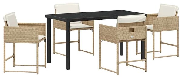 VidaXL Kert étkező szett 5 pcs Bézs polirattan