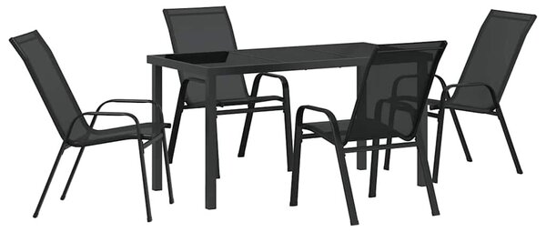 VidaXL Kert étkező szett 5 pcs Fekete Porfestett acél