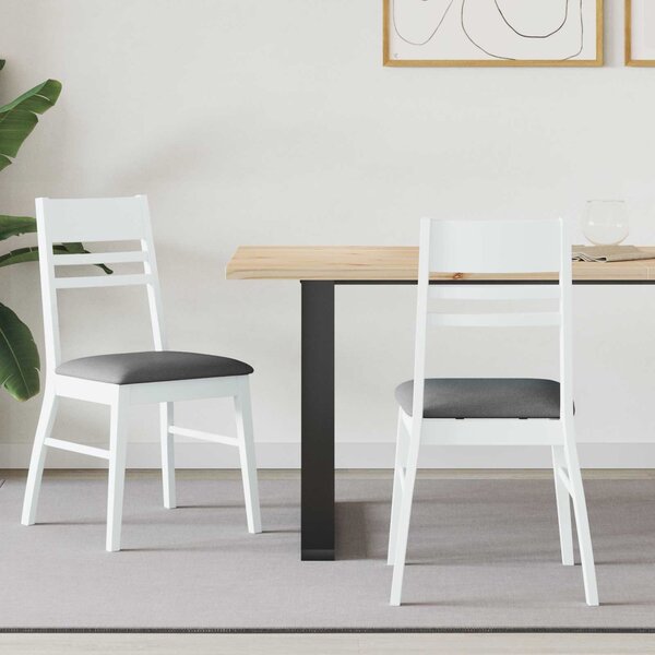VidaXL Étkező Székek 2 pcs Fehér 43 x 54 x 89 cm Tömör Gumi Fa