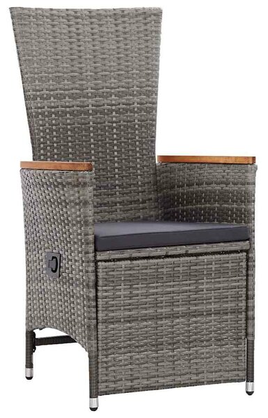 VidaXL Kert étkező szett párnával 7 pcs Szürke Poli rattan