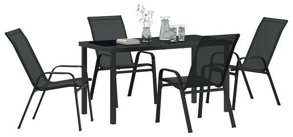 VidaXL Kert étkező szett 5 pcs Fekete Porfestett acél
