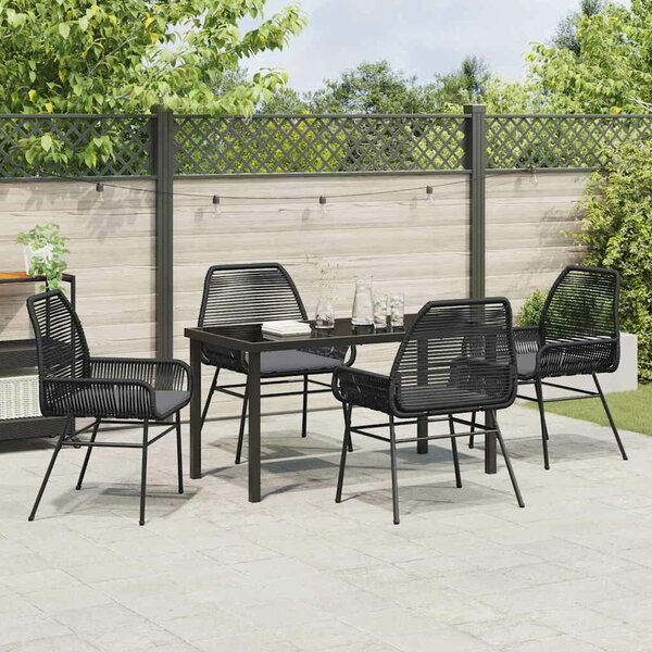 VidaXL Kert étkező szett 5 pcs Fekete polirattan