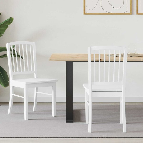 VidaXL Étkező Székek 2 pcs Fehér 50 x 52,5 x 91 cm Tömör Gumi Fa
