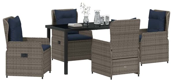 VidaXL Kert étkező szett 5 pcs Szürke Poli rattan